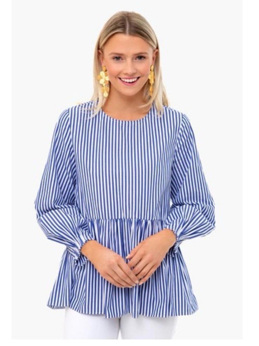 Tuckernuck Pomander place Blue Stripe Peplum Top